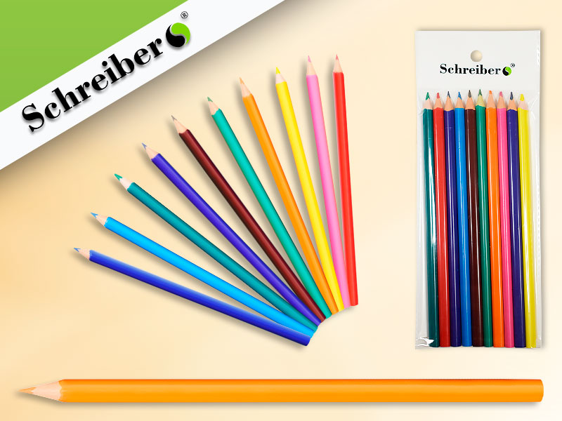 набор трёхгранных цветных карандашей, 10 цветов (рф)