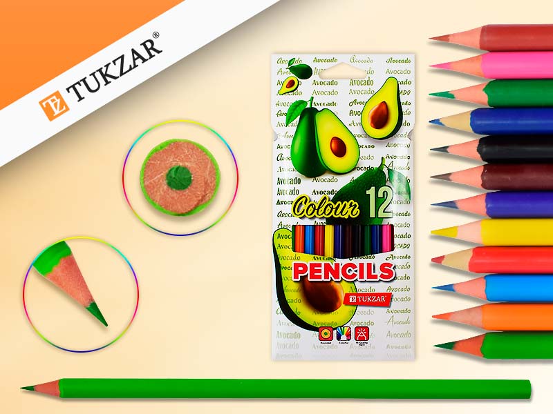 набор круглых цветных карандашей "авокадо" 12 цветов