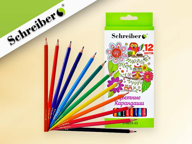 набор цветных карандашей в пластиковом корпусе, 12 цветов, картонная коробка, аналог tz 5951-12