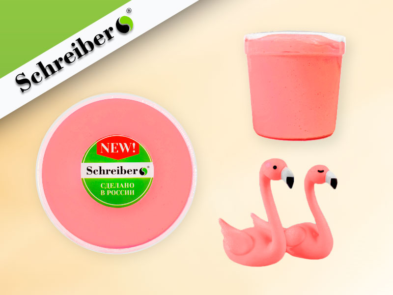 пластилин супер легкий, цвет розовый фламинго, 75 грамм  в стакане
