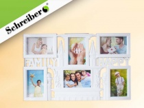 фоторамка-коллаж family happy, белый цвет, пластик, для 6 фото 56х35 см