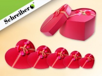 набор подарочных коробок сердце с бантом, розовый цв, 5 шт, размер от 26 до 40 см