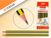набор карандаши чернографитные hb полосатые жёлтые, 12шт, шестигранные заточенные, без ластика