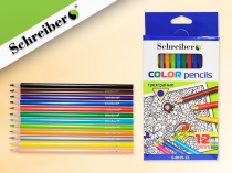 набор цветных карандашей, 12 цветов., пластик.корп., 17,5 см., картонная коробка
