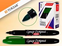 маркер перманентный зеленый супер острый, 24шт (рф)