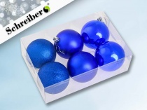 набор елочных шаров, диаметр 7 см, 6 шт., цвет голубой