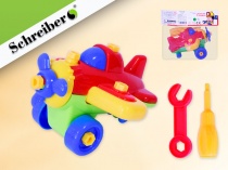 игрушка-конструктор самолет, 15х9 см, с пластиковой отверткой и гаечным ключом в комплекте, в пакете с ероподвесом