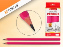 набор карандаши чернографитные hb розовые, 12шт, шестигранные заточенные, без ластика