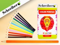набор цветных карандашей 12 цветов, в металлической упаковке