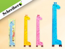 линейка пластиковая жираф, 15 см., 4 цвета в ассортименте