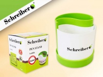 стакан-подставка для ручек schreiber, цвет - белый, зелёный