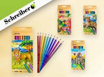 набор цветных карандашей, 12 цветов металлик, трехгранный корпус