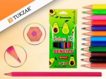 набор шестигранных цветных карандашей "авокадо" 12 цветов