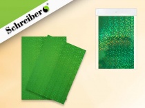 набор голографической  бумаги а4, цвет - зеленый, 10 листов
