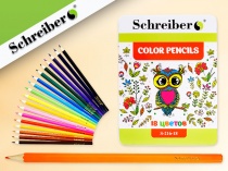 набор цветных карандашей 18 цветов, в металлической упаковке